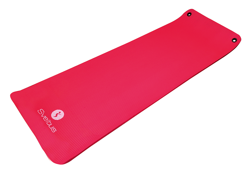 Natte de gym Evolution rouge 180x60x1,5 cm avec oeillets